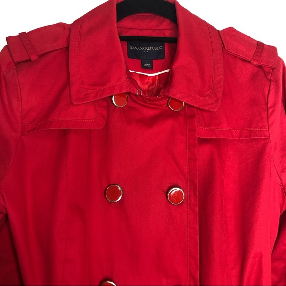 Banana Republic Factory Bright Red Trench Coat - Picture 2 of 6
